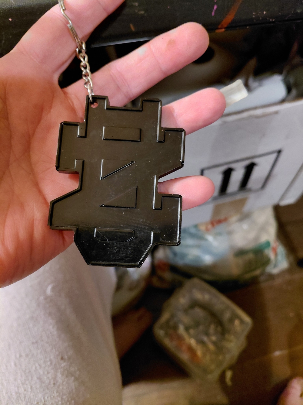 Men's Black Key & Card Holder Keychain - Minimalist Accessory